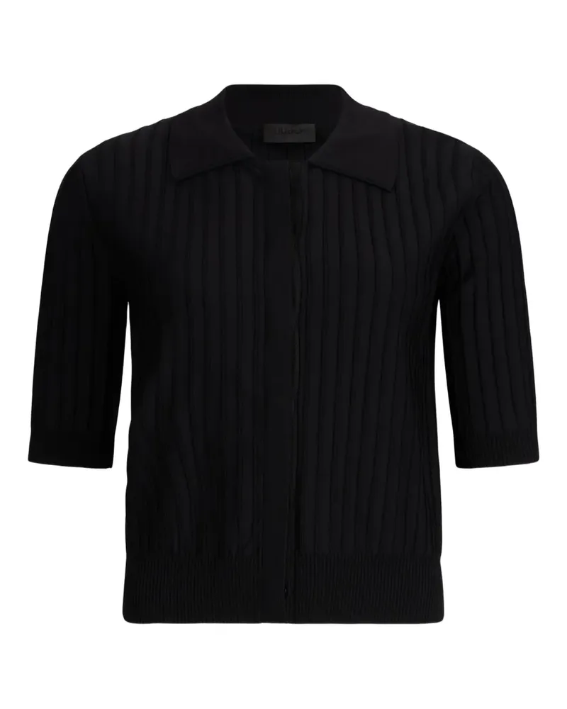 Liu Jo Gerippter Cardigan mit Polokragen - Schwarz Schwarz