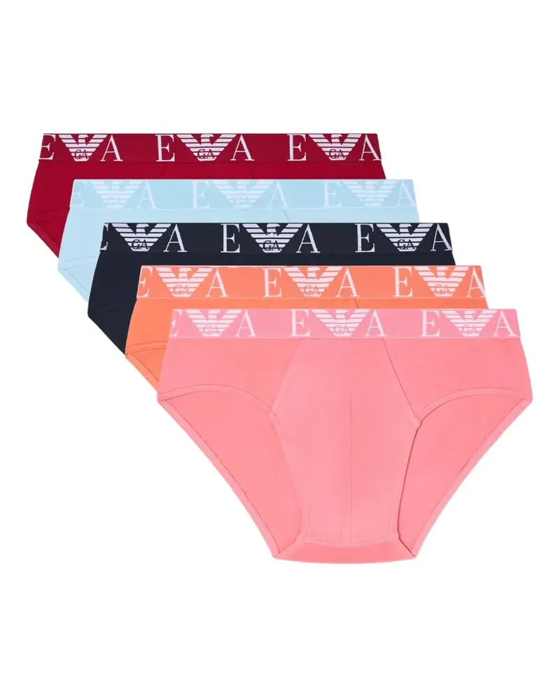 Emporio Armani embroidered elastic briefs set of five - Rosa Rosa