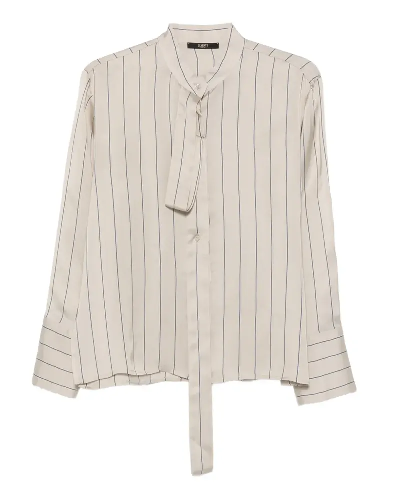 Seventy Bluse mit Nadelstreifen und Schleife - Nude Nude