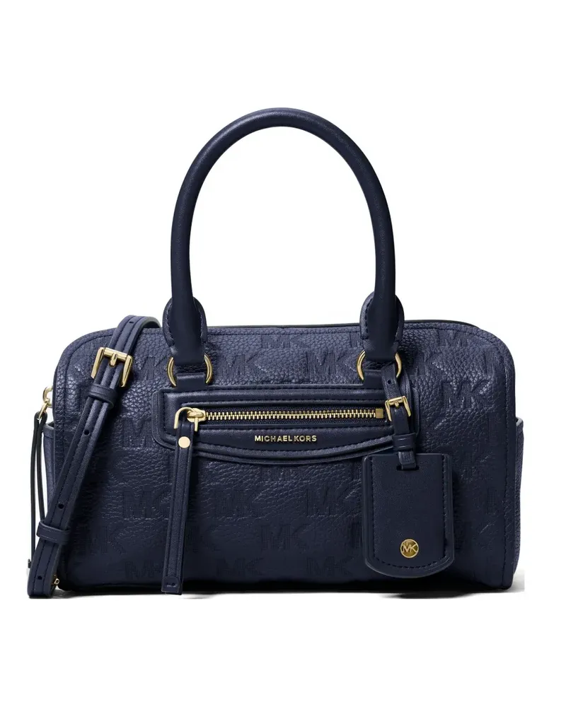 Michael Kors monogram-patterned pebbled-leather tote bag - Blau Blau