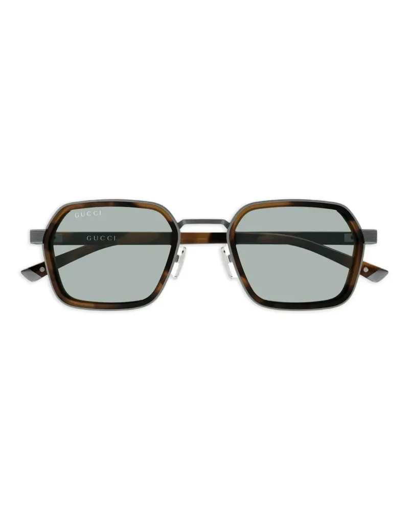 Gucci geometric-frame tortoiseshell-effect sunglasses - Braun Braun