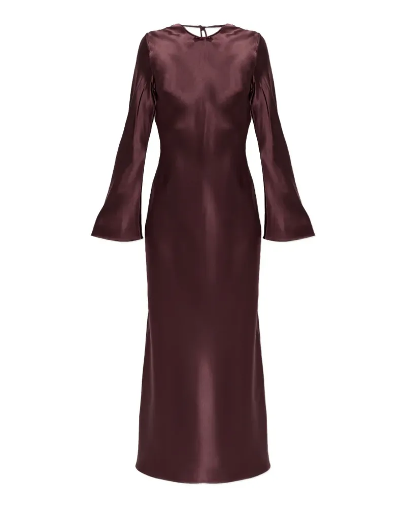 By Malene Birger Parisa maxi petal-appliqué flared-sleeve dress - Braun Braun