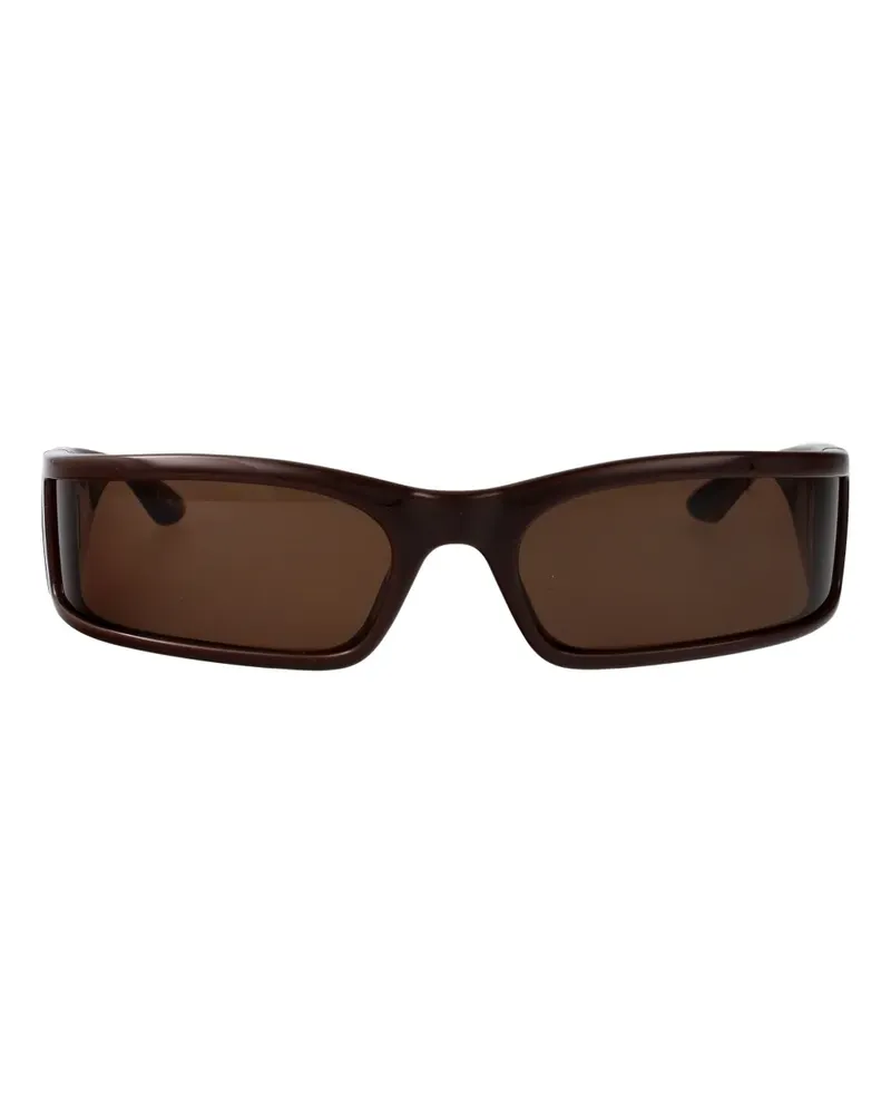 Balenciaga rectangle logo sunglasses - Braun Braun