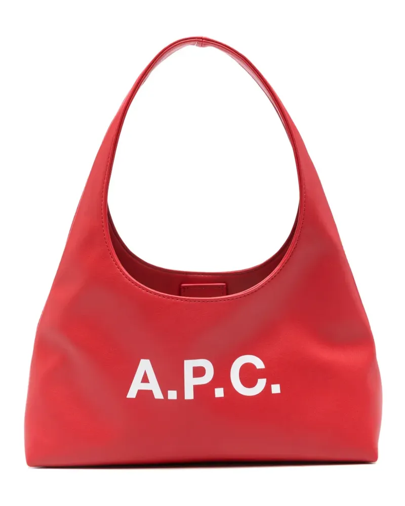 A.P.C. Schultertasche mit Logo-Print - Rot Rot