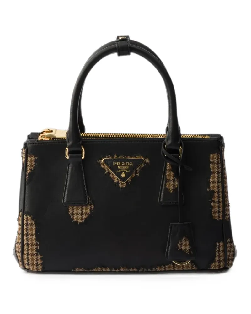 Prada Große Galleria Tasche aus Nappaleder und Wolle - Schwarz Schwarz