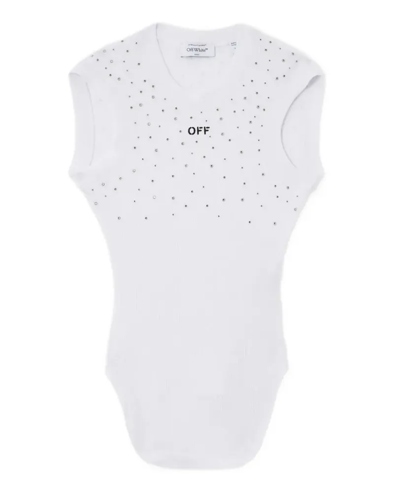 OFF-WHITE x Swarovski embellished ribbed top - Weiß Weiß