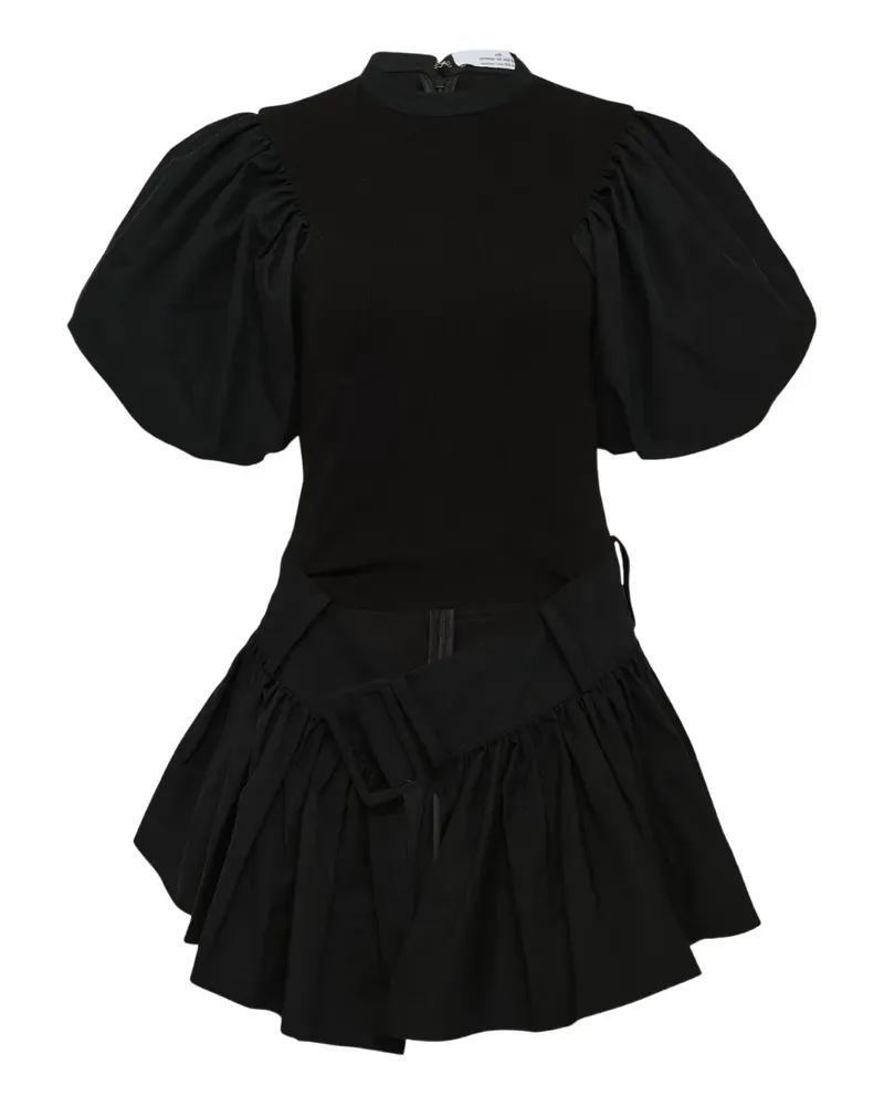 Rokh belted puff-sleeves flared top - Schwarz Schwarz