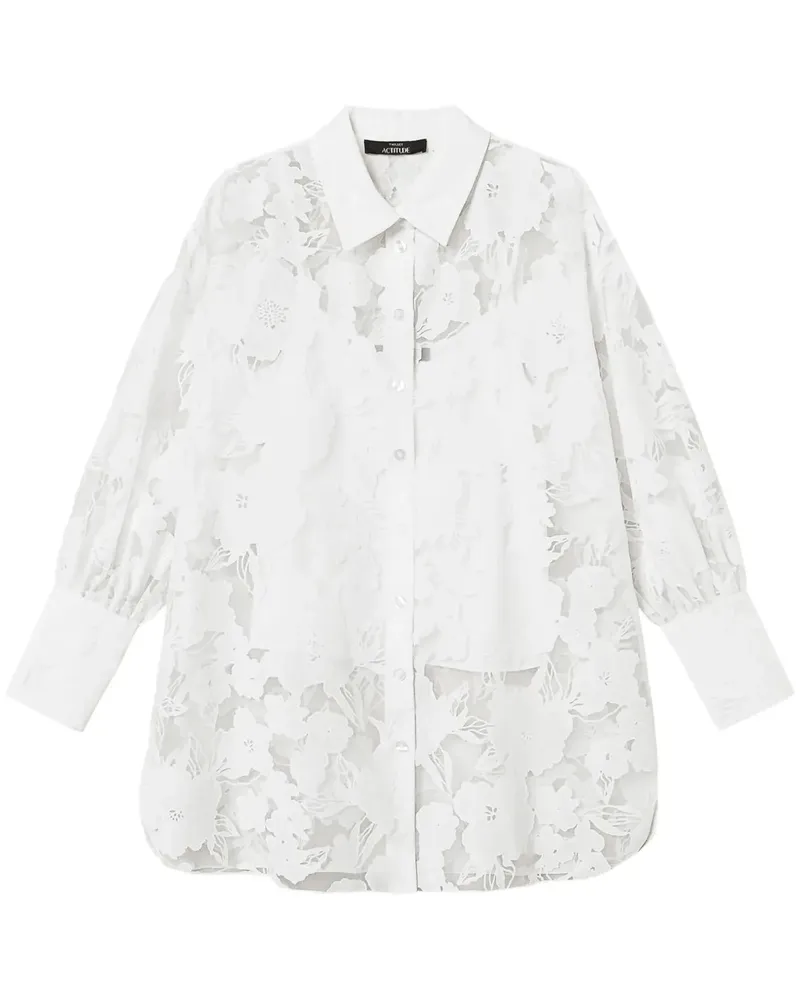 Twin-Set Organza-Hemd mit Fil Coupé-Effekt - Weiß Weiß