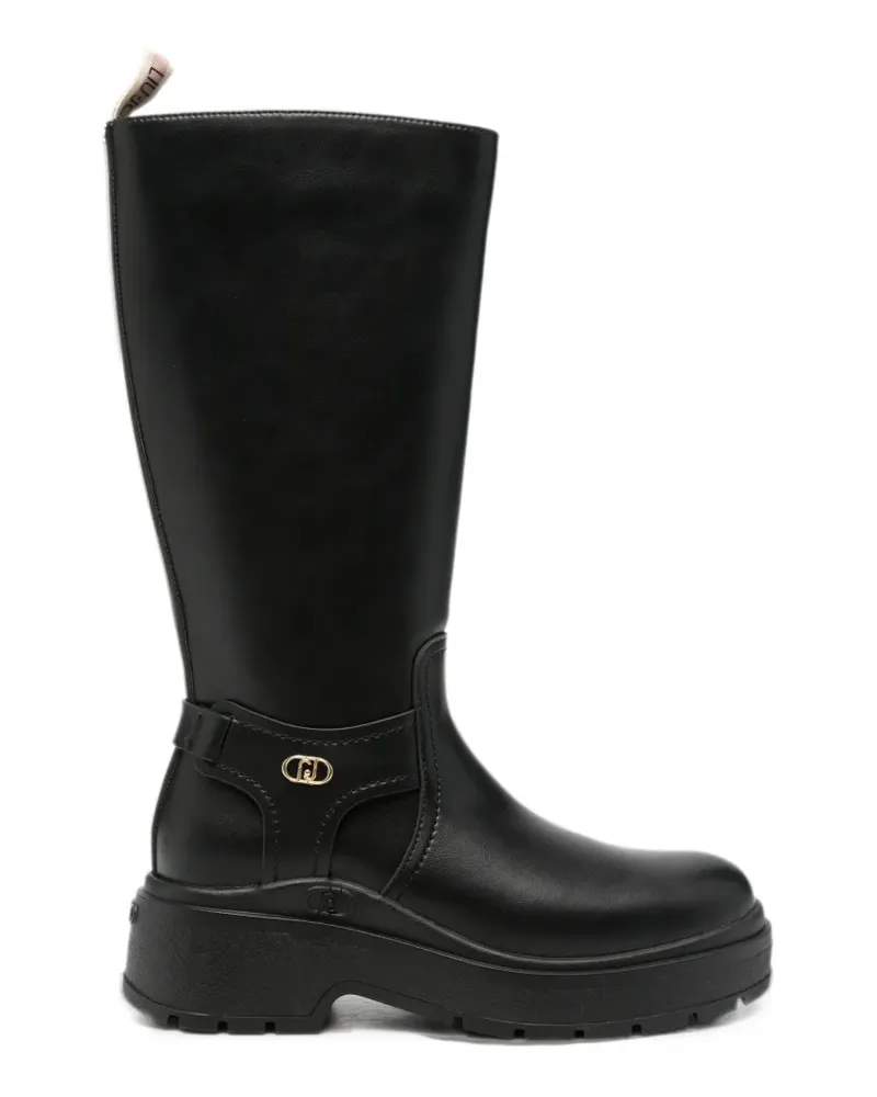 Liu Jo logo-plaque leather boots - Schwarz Schwarz
