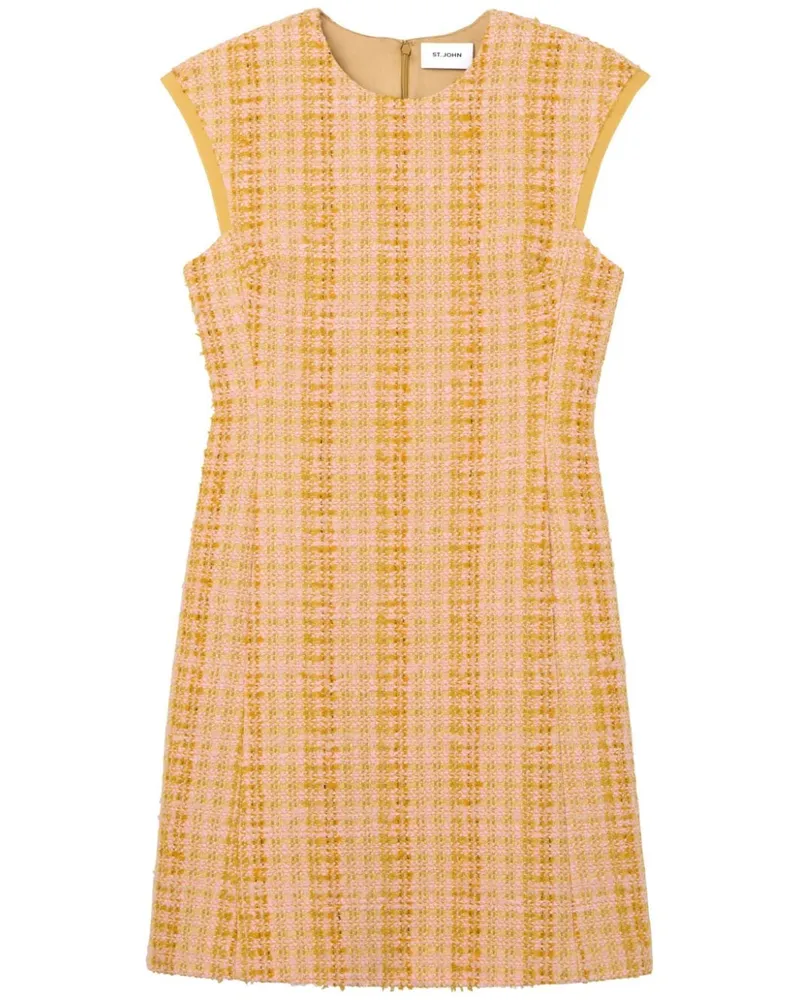 ST. JOHN slub-texture tweed mini dress Gelb