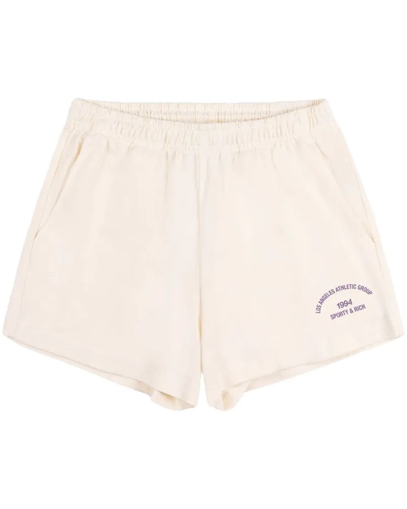 SPORTY & RICH Bardot Shorts mit Slogan-Print - Nude Nude