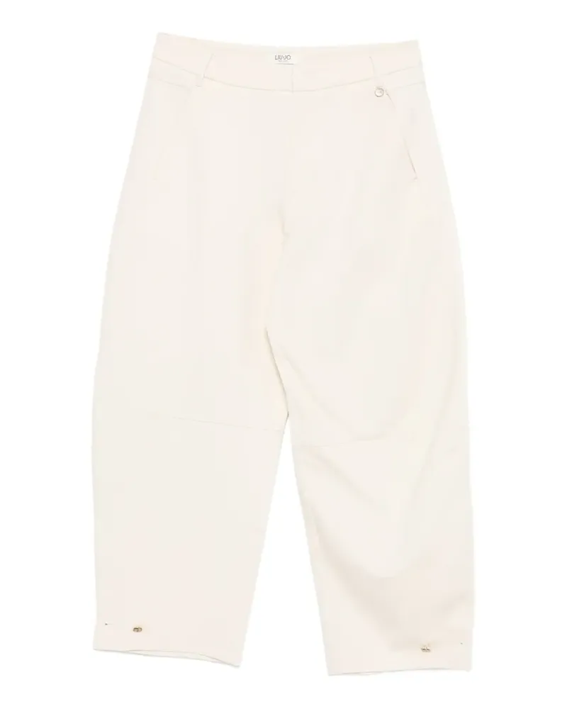 Liu Jo logo-plaque cropped trousers - Nude Nude
