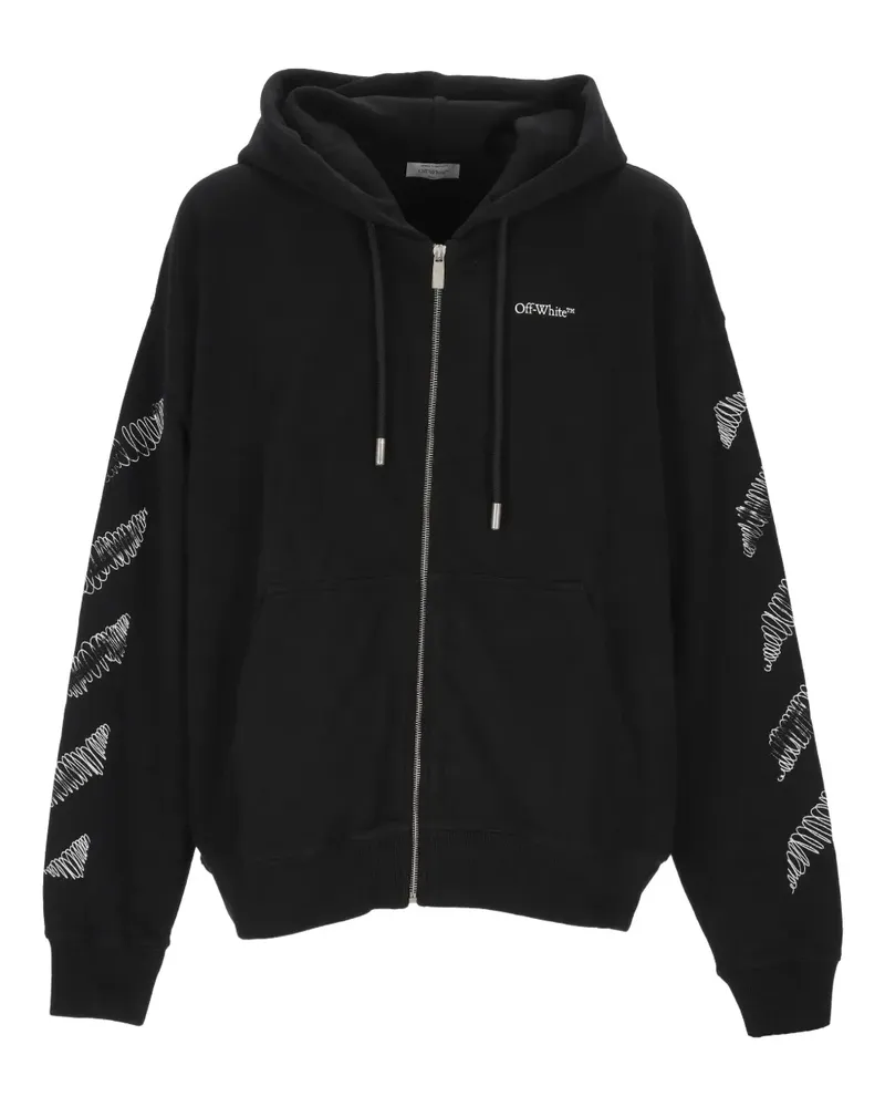 OFF-WHITE scribble-print zip-up hoodie - Schwarz Schwarz
