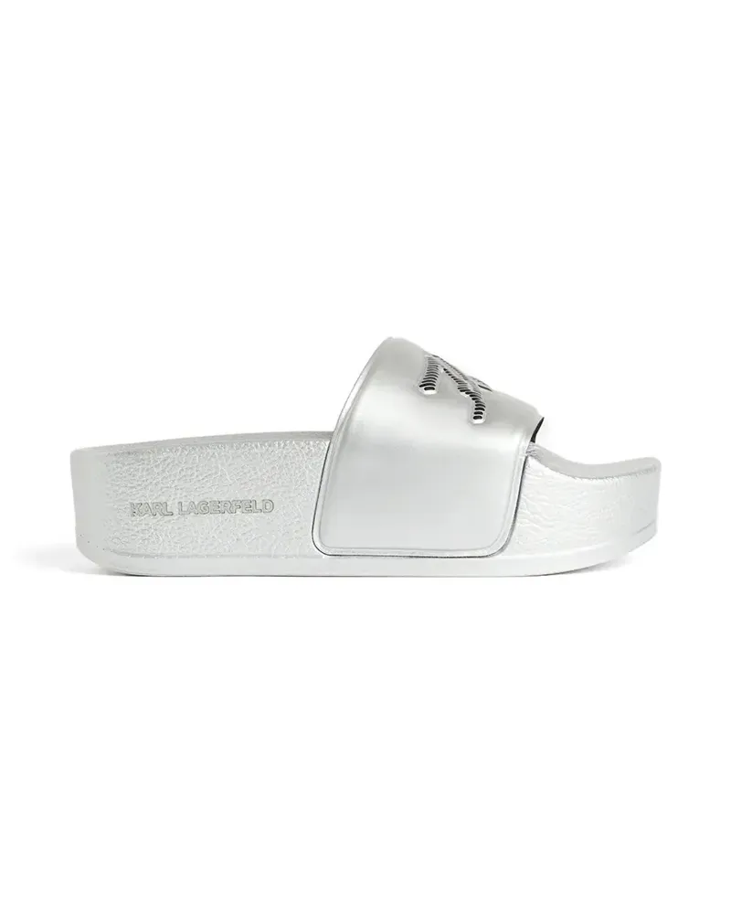 Karl Lagerfeld Kondo Maxi logo-embossed slides - Silber Silber