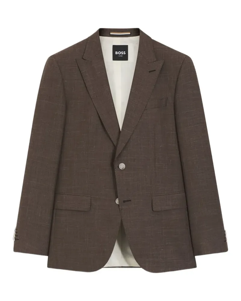 HUGO BOSS Schmale Jacke aus Schurwolle, Seide und Leinen - Braun Braun
