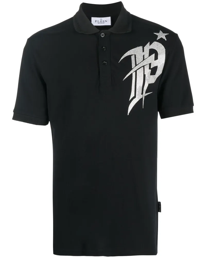 Philipp Plein Poloshirt mit Logo-Print - Schwarz Schwarz