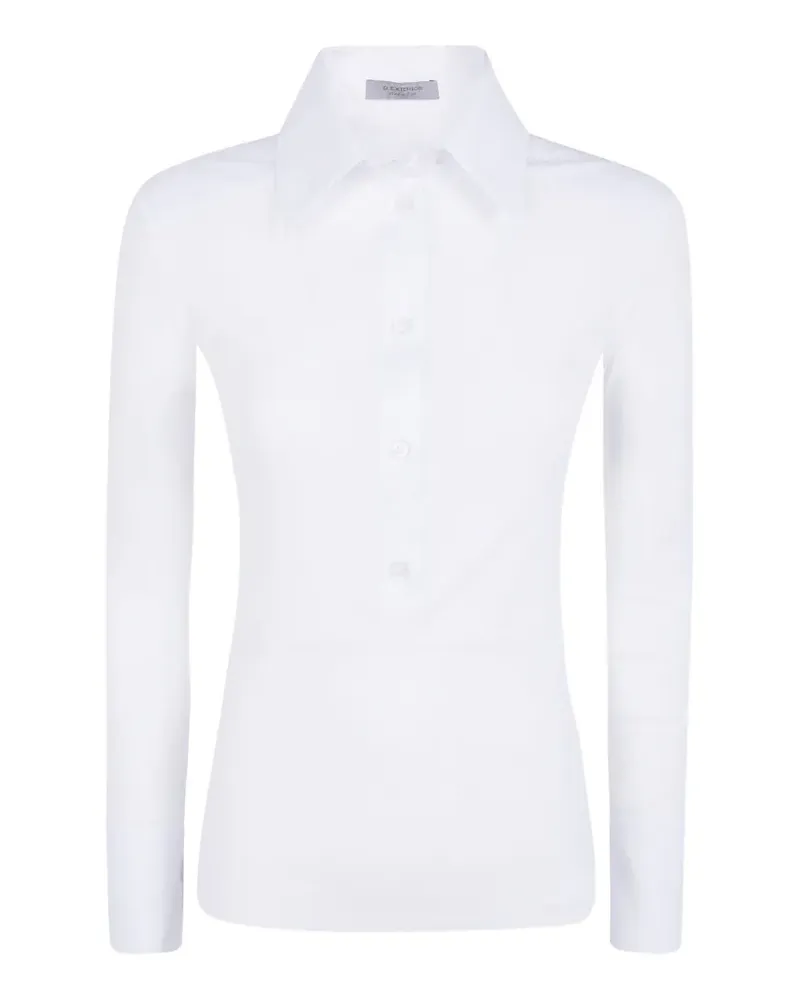 D.EXTERIOR Langärmeliges Poloshirt - Weiß Weiß