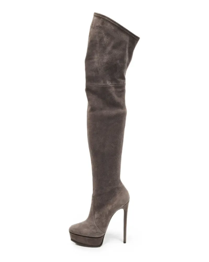 Casadei Overknee-Stiefel mit Plateau - Grau Grau