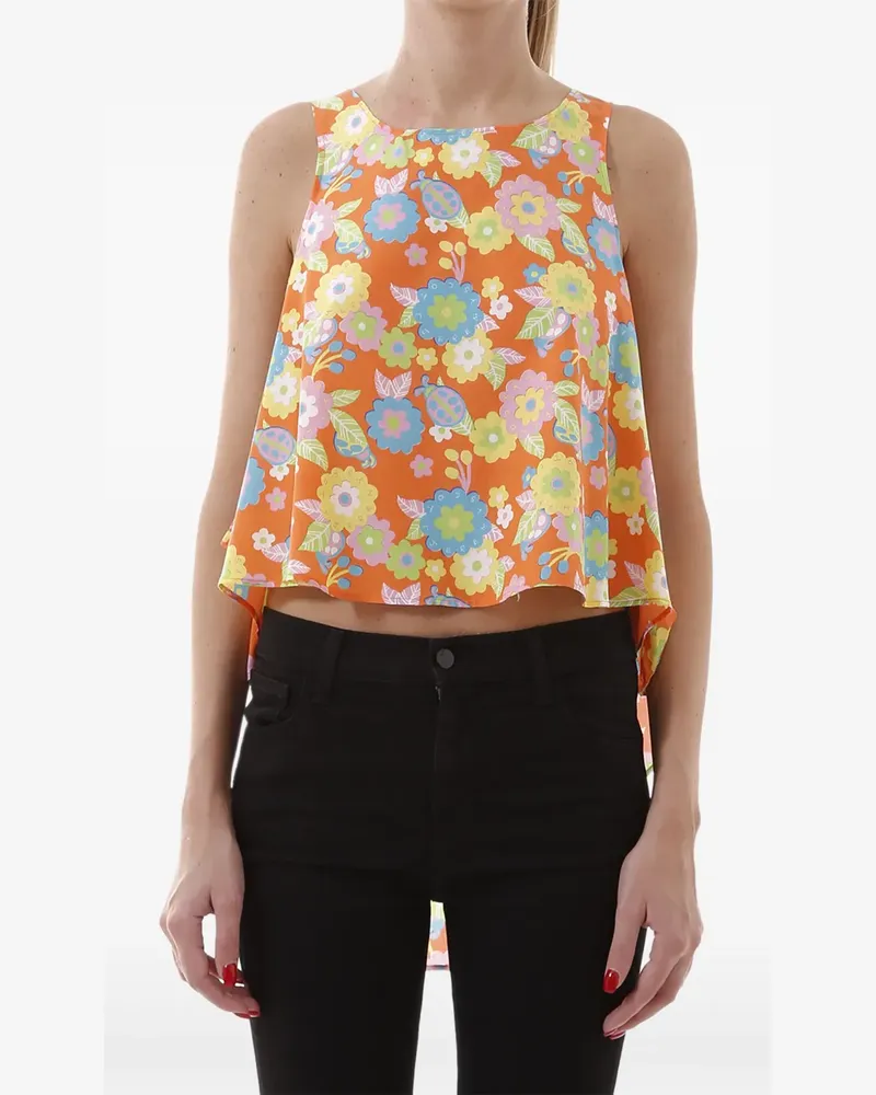 Jeremy Scott Top mit Blumen-Print - Orange Orange