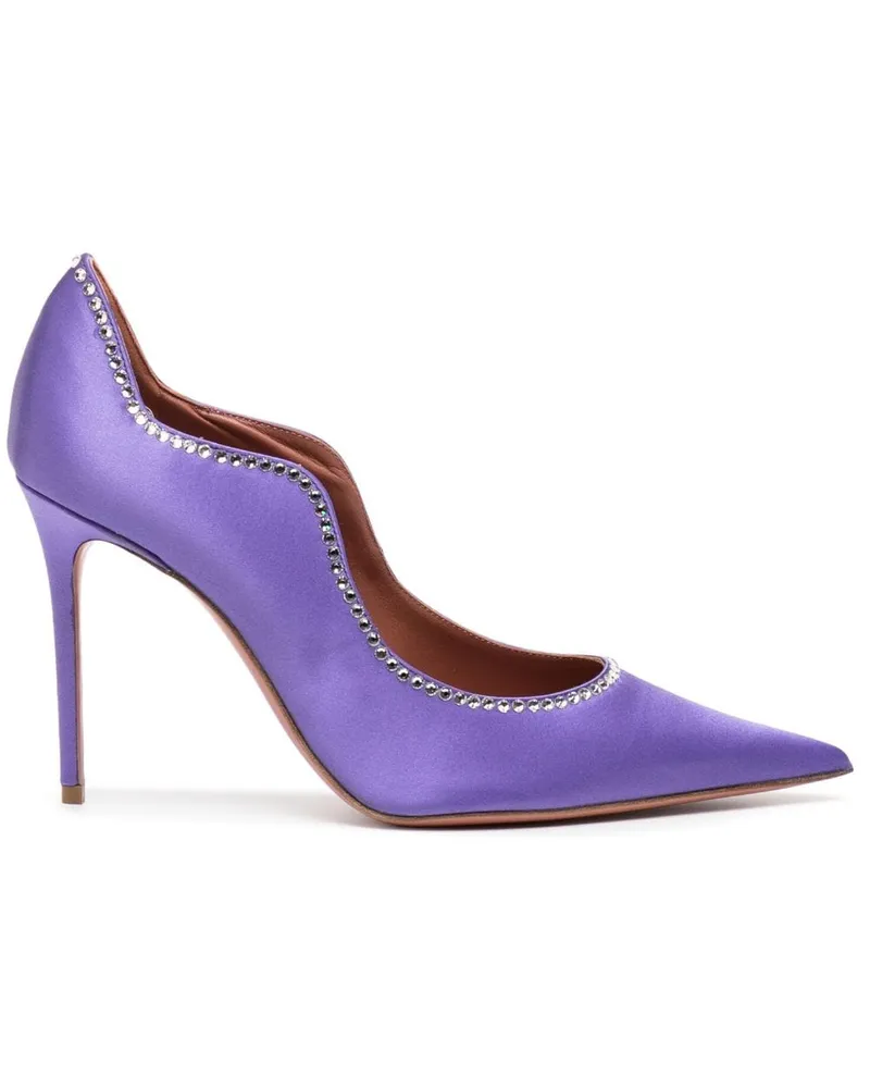 Amina Muaddi Romy Pumps mit spitzer Kappe 85mm Violett