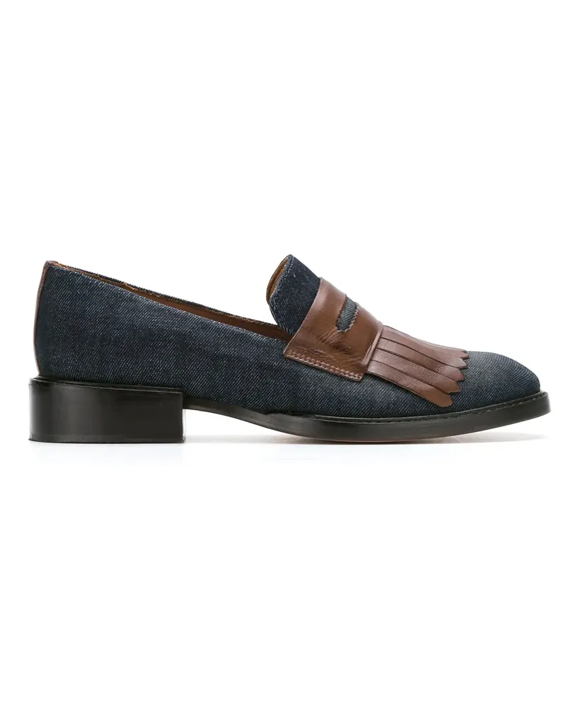 Sarah Chofakian Slipper mit Zierlasche - Blau Blau