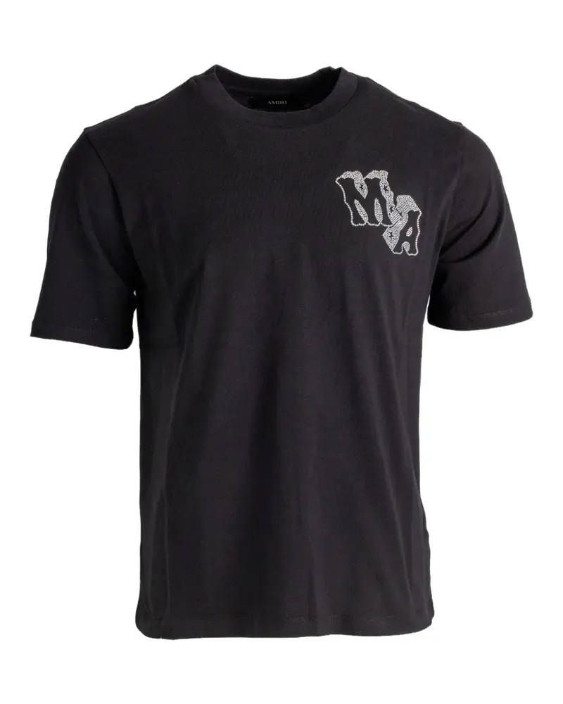 Amiri T-Shirt mit kristallverziertem Logo - Schwarz Schwarz