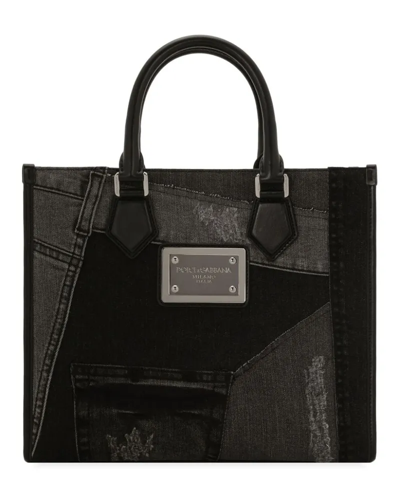 Dolce & Gabbana Schultertasche im Patchwork-Look - Schwarz Schwarz