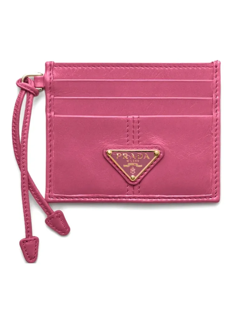 Prada logo-plaque leather card holder - Rosa Rosa