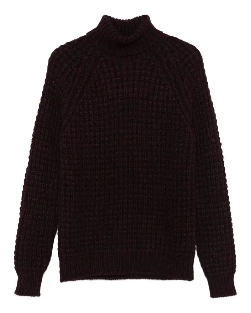 Roberto Collina Waffelstrick-Pullover mit Rollkragen - Rot Rot