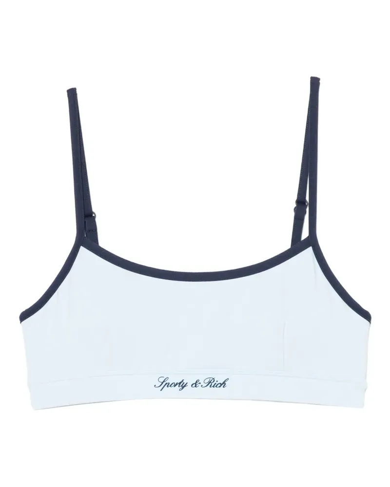SPORTY & RICH Sport-BH mit Logo-Print - Blau Blau