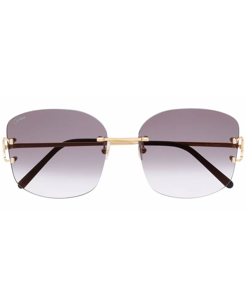 Cartier Eckige C Décor Sonnenbrille - Schwarz Schwarz