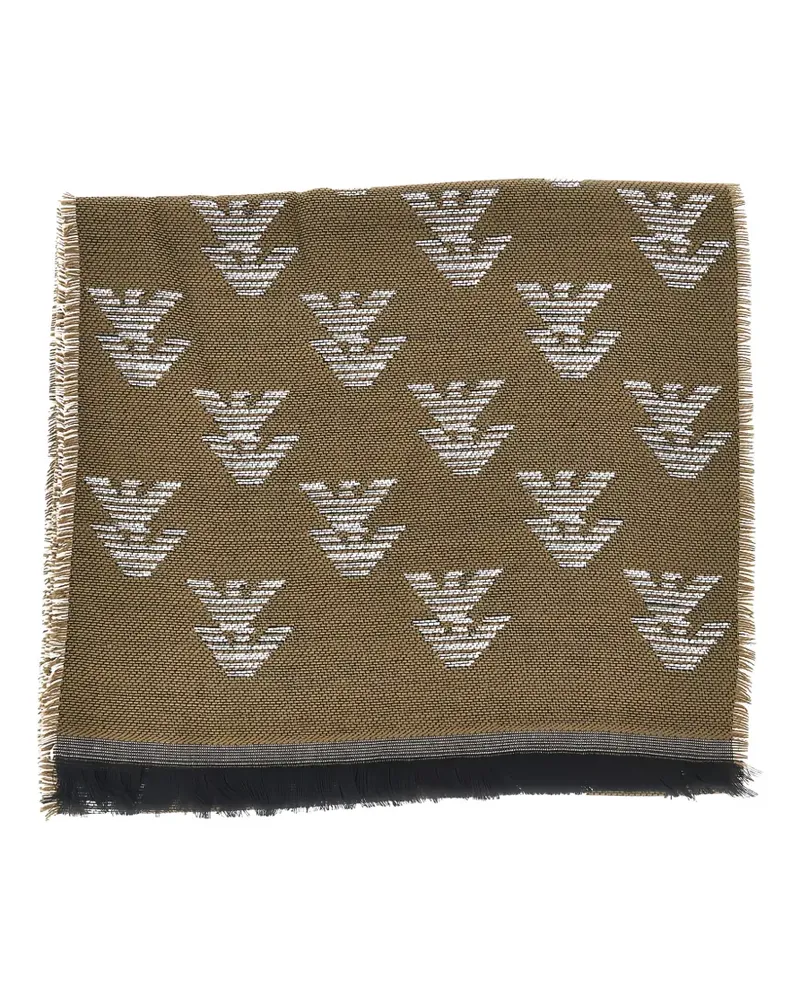 Emporio Armani logo-print frayed scarf - Nude Nude