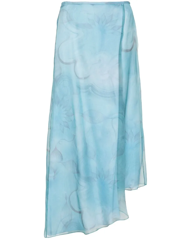 Giorgio Armani Asymmetrischer Rock mit Blumen-Print - Blau Blau