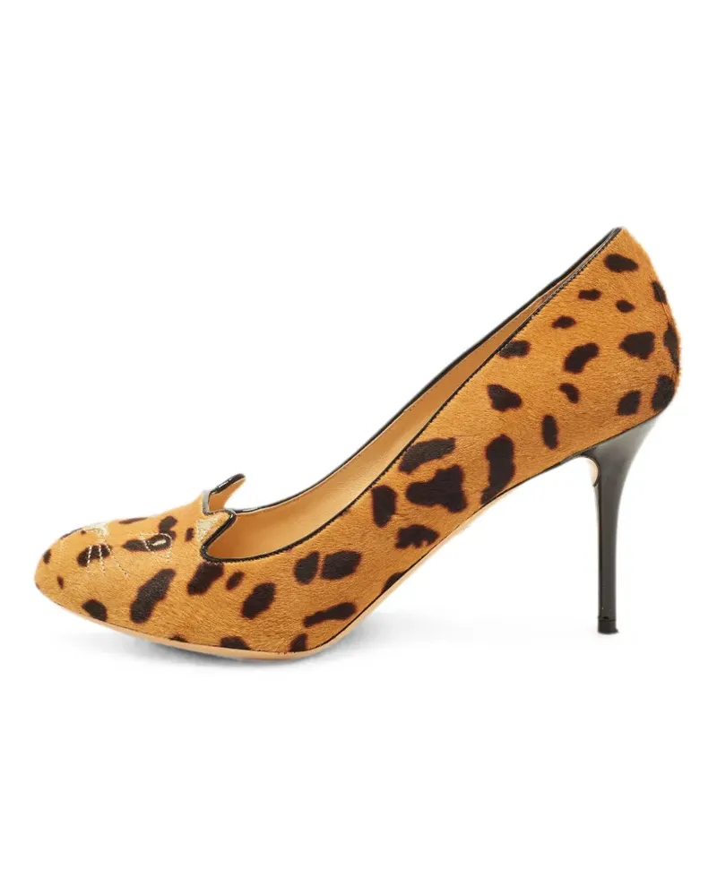 Charlotte Olympia Kitty hyena-print heeled pumps - Nude Nude