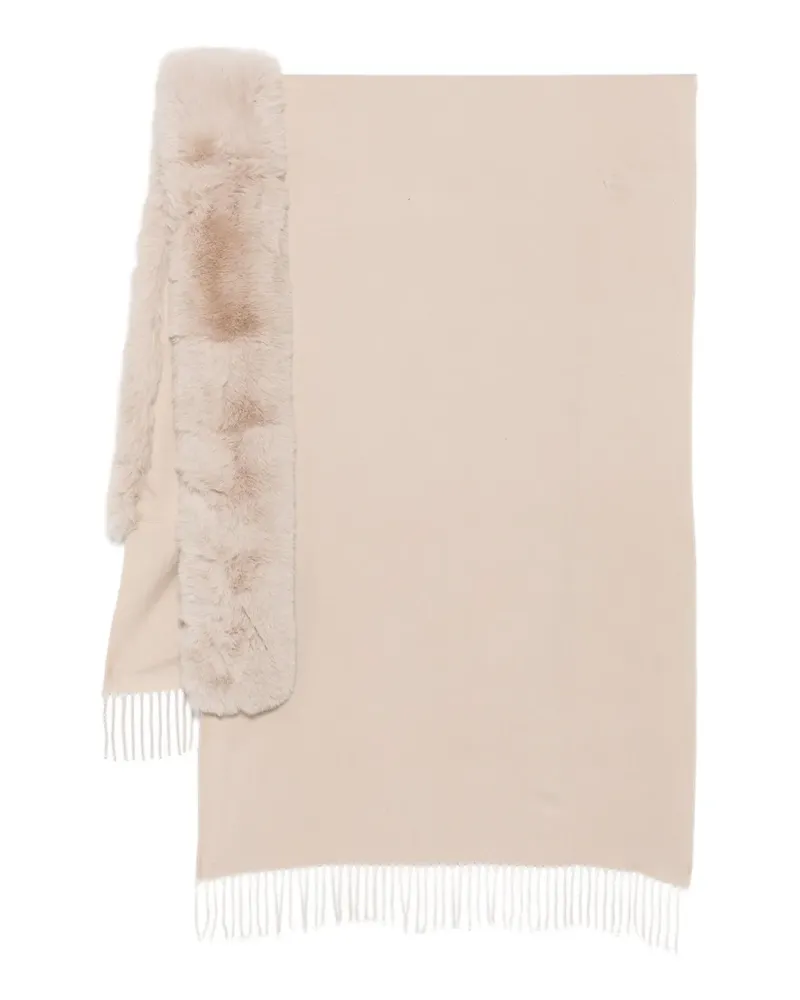 Blumarine Cape mit Fransen aus Faux Fur - Nude Nude