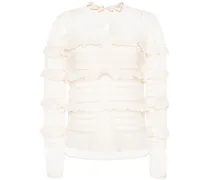 Rüschenbluse aus floraler Spitze - Nude