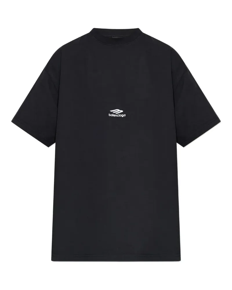 Balenciaga T-Shirt mit Logo-Stickerei - Schwarz Schwarz