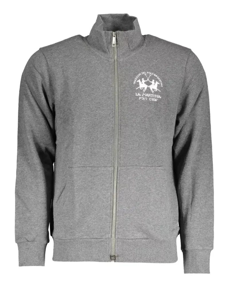La Martina logo-embroidered zip-fastening sweatshirt - Grau Grau