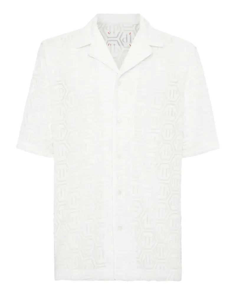 Philipp Plein Jacquard-Hemd mit Monogrammmuster - Weiß Weiß
