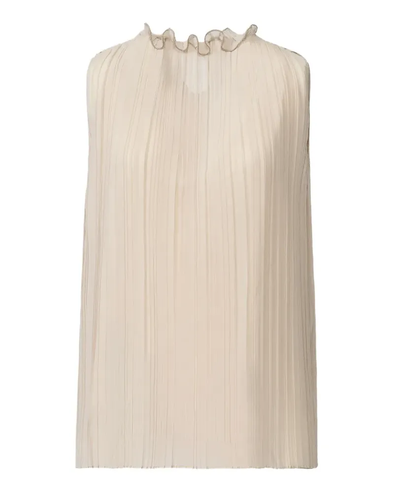 Fabiana Filippi pleated ruffled-collar top - Nude Nude