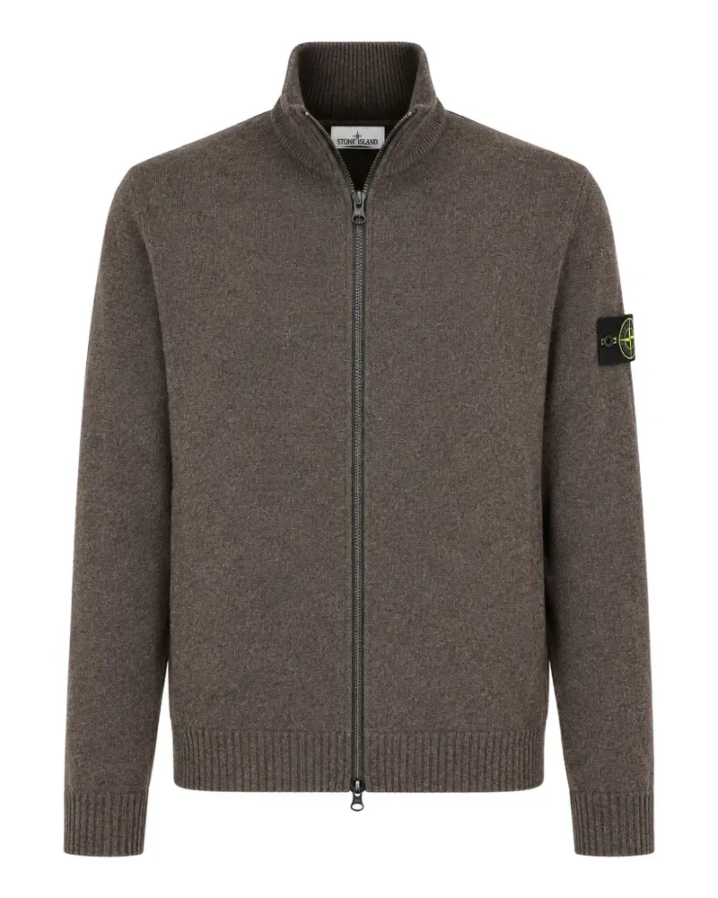 Stone Island logo-patch zip-up wool sweater - Braun Braun