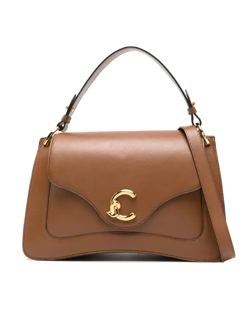Coccinelle Schultertasche mit Logo-Schild - Braun Braun
