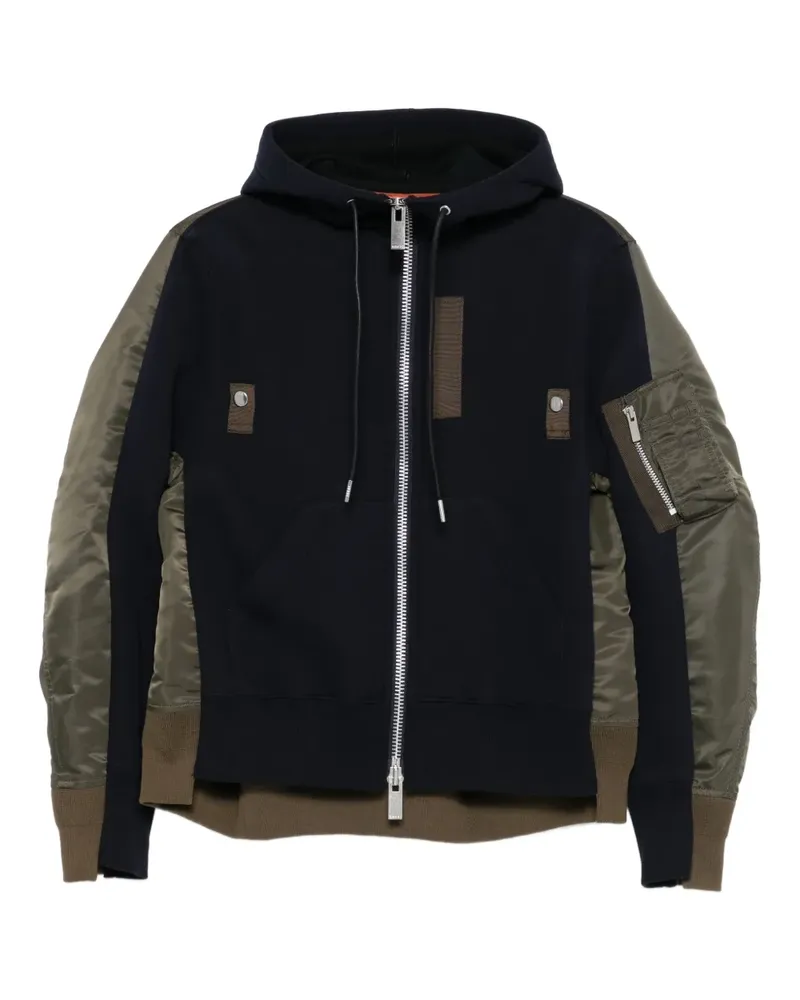 Sacai Kapuzenjacke mit Kontrasteinsätzen - Blau Blau