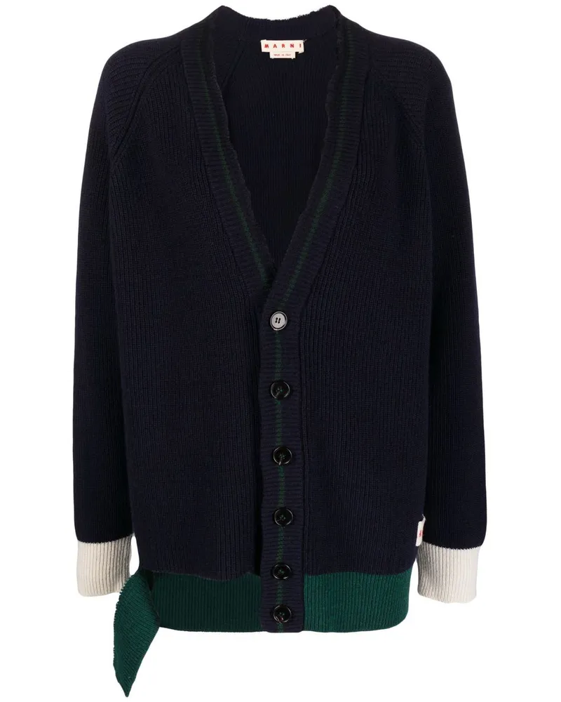 Marni Gerippter Cardigan mit V-Ausschnitt - Blau Blau
