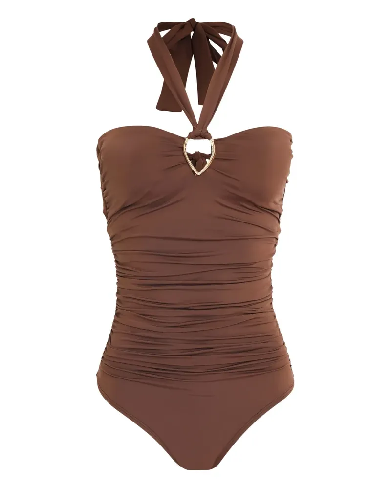 BRIGITTE Margareth halter-neck ruched swimsuit - Braun Braun