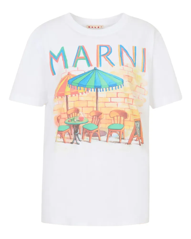 Marni T-Shirt mit Postkarten-Print - Weiß Weiß
