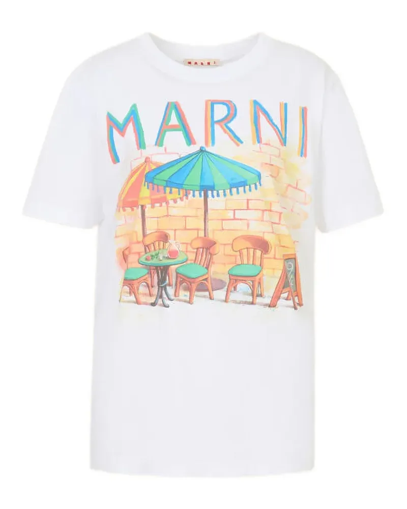 Marni T-Shirt mit Postkarten-Print - Weiß Weiß