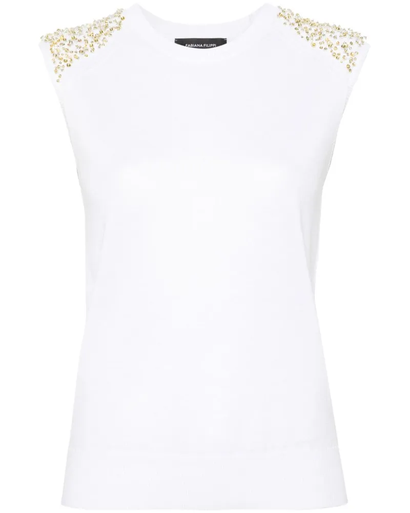 Fabiana Filippi Top mit Pailletten - Weiß Weiß