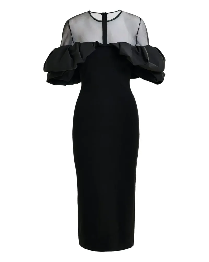 Essentiel Gerüschtes Isatis Tüll-Midikleid - Schwarz Schwarz