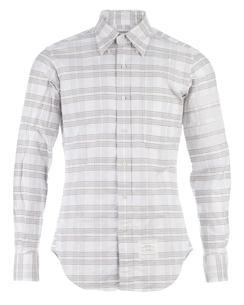 Thom Browne Hemd mit Knopfverschluss und Streifen - Grau Grau